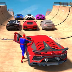 Скачать взлом Superhero Car: Mega Ramp Games (Рамп Кар Гейм) [МОД Бесконечные деньги] на Андроид