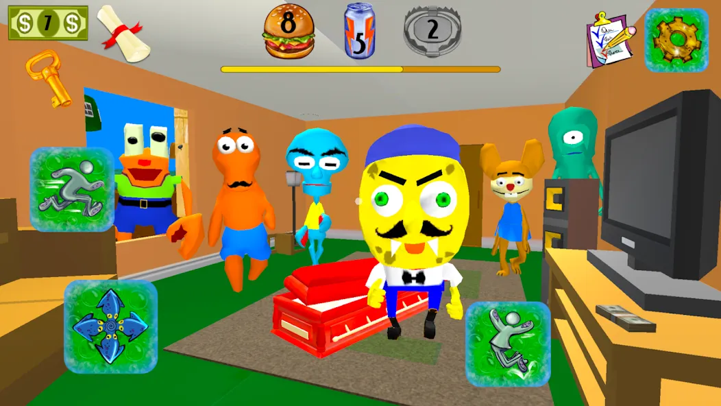 Скачать взлом Sponge Neighbor Escape 3D (Спонж Сосед Побег 3D) [МОД Все открыто] на Андроид