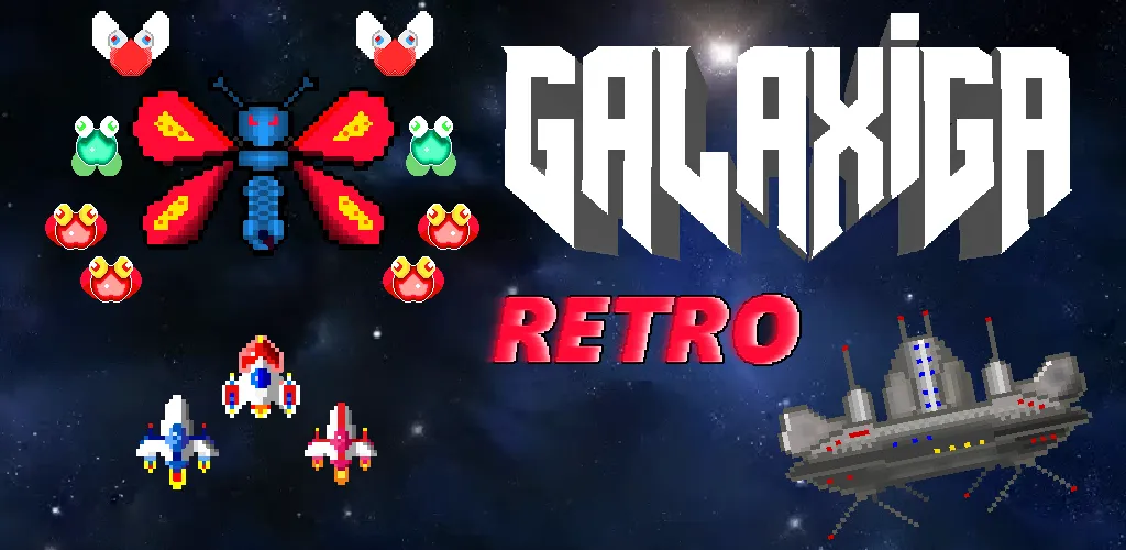 Скачать взлом Galaxiga Retro Arcade Action (Галаксига Ретро Аркейд Экшн) [МОД Unlocked] на Андроид