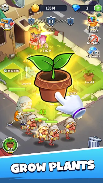 Скачать взлом Merge Plants - игра зомби (Мерж Плантс) [МОД Много денег] на Андроид