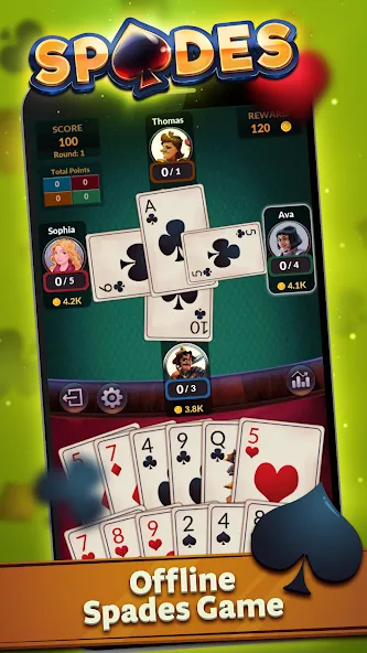 Скачать взлом Spades - Offline Card Games (Спейдс) [МОД Бесконечные деньги] на Андроид
