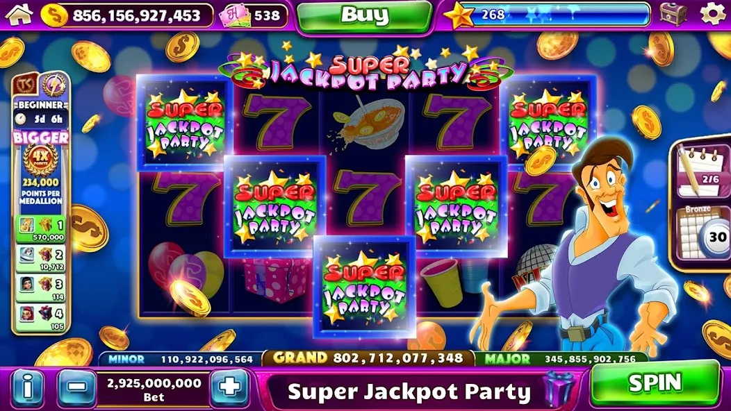 Скачать взлом Jackpot Party Игровые Автоматы (Джекпот Пати) [МОД Бесконечные деньги] на Андроид