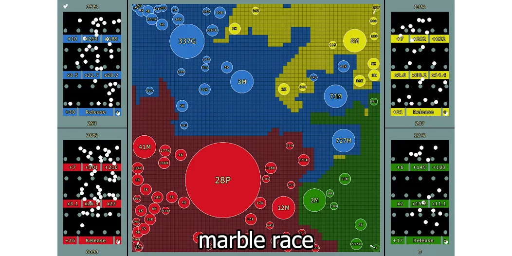 Скачать взлом Marble Race and Territory War (Марбл Рейс и Территориальная Война) [МОД Все открыто] на Андроид