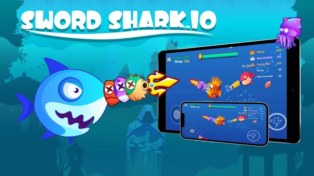 Скачать взлом Sword Shark.io - Hungry Shark [МОД Все открыто] на Андроид