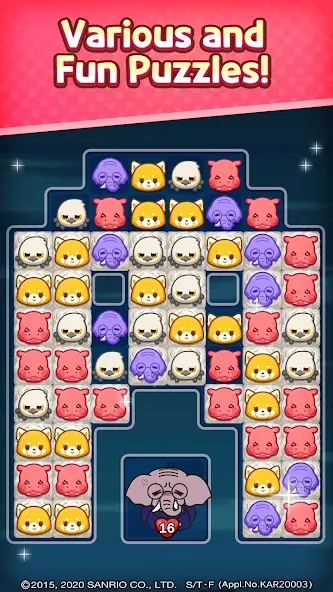 Скачать взлом Aggretsuko : Match 3 Puzzle (Аггретсуко) [МОД Все открыто] на Андроид