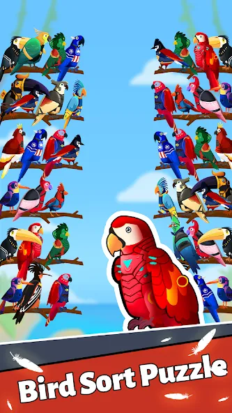 Скачать взлом Сортировка по цвету птицы [МОД Все открыто] на Андроид