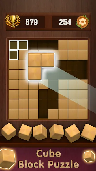Скачать взлом Wooden Cube Block Puzzle (Деревянный кубик головоломка) [МОД Бесконечные деньги] на Андроид