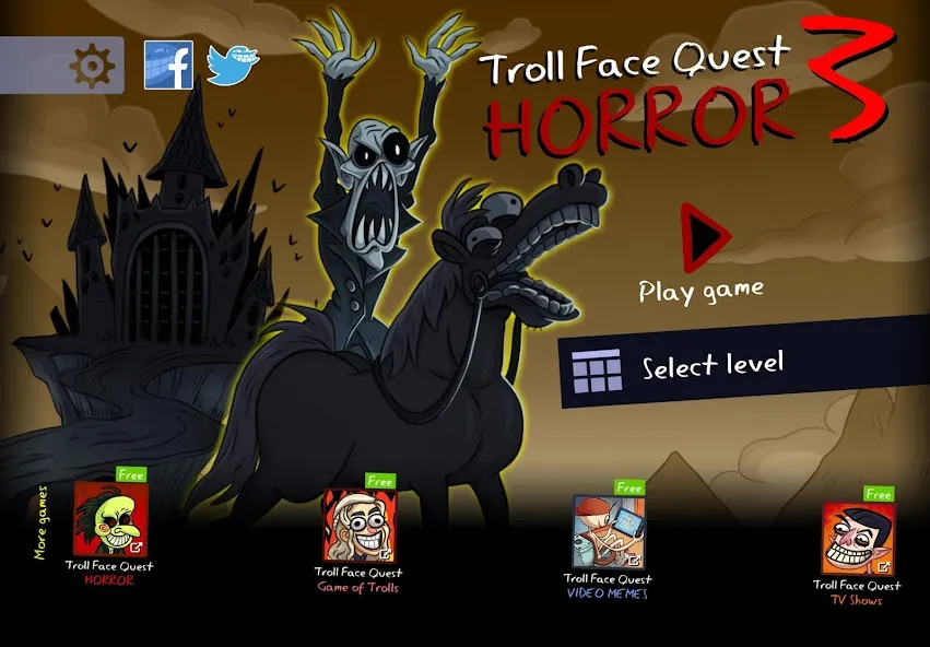 Скачать взлом Troll Face Quest: Horror 3 (Тролл Фейс Квест) [МОД Все открыто] на Андроид