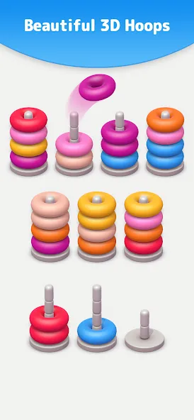 Скачать взлом Color Sort 3D — Hoop Stack  [МОД MegaMod] на Андроид