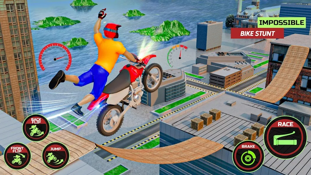 Скачать взлом Motor Bike Stunt Racing Games [МОД Все открыто] на Андроид