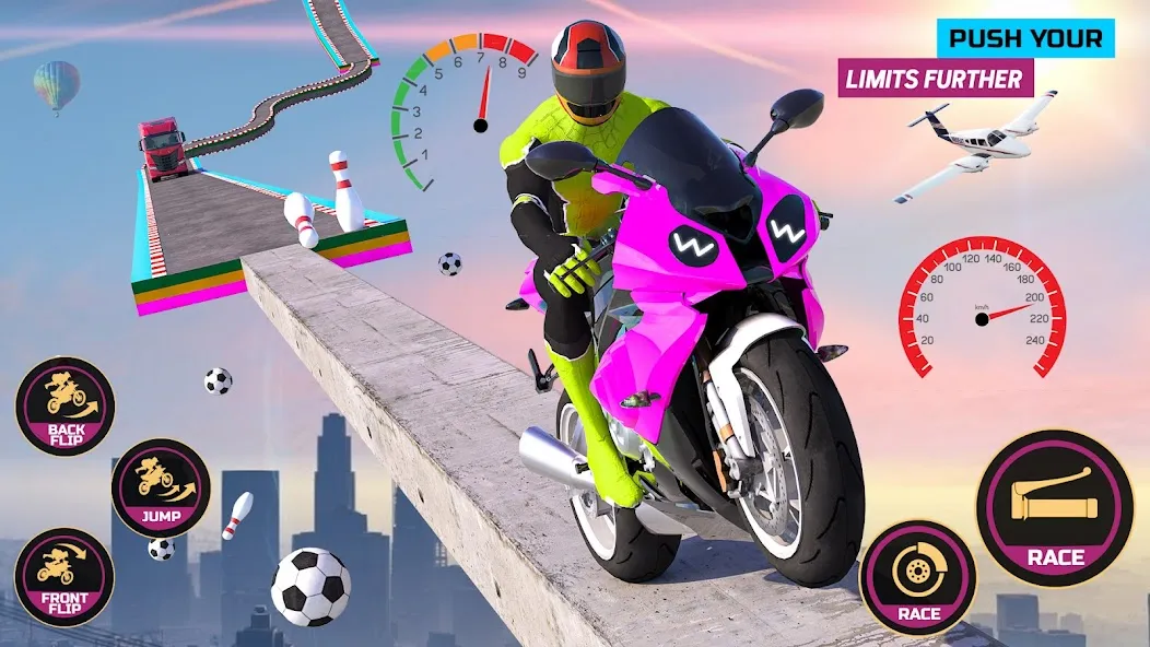 Скачать взлом Racing Bike Stunt Games Master (Гонки на мотоциклах Мастер игр в трюки) [МОД Бесконечные деньги] на Андроид